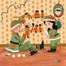 Lutins en pleine création de jouets de Noël